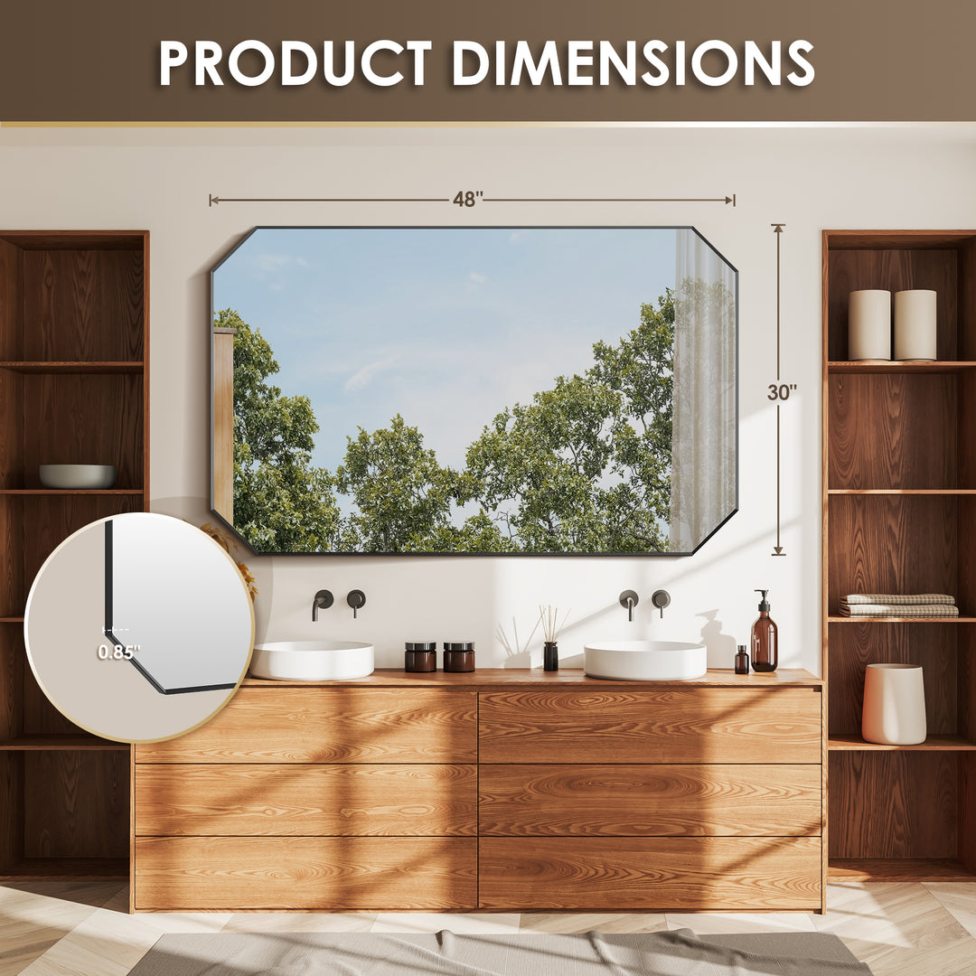 Allure 48"x30" Octagon Modern Bathroom Wall Mirror