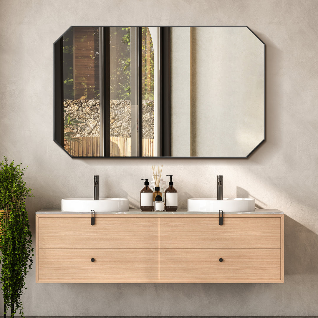 Allure 48"x30" Octagon Modern Bathroom Wall Mirror
