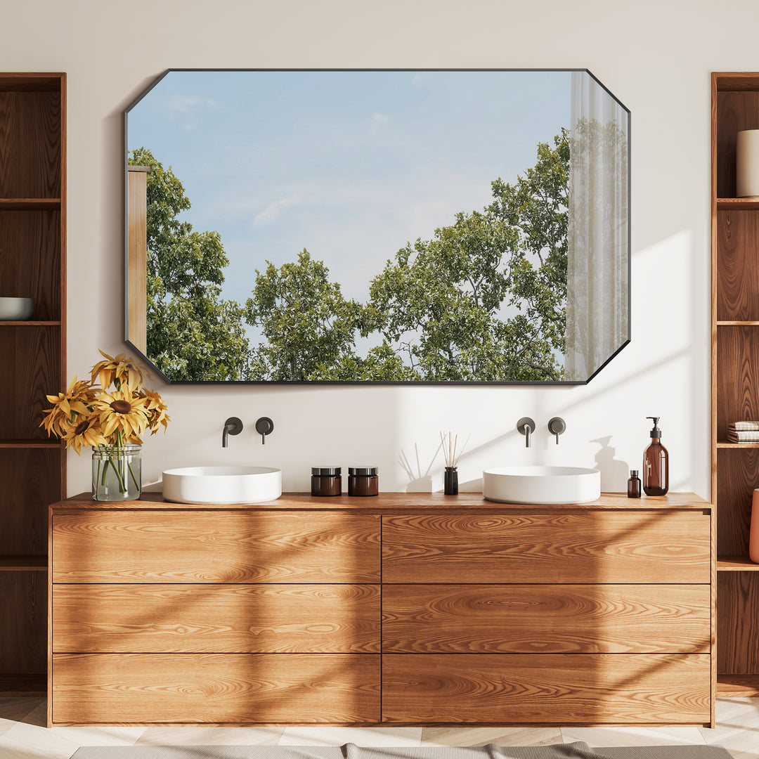 Allure 48"x30" Octagon Modern Bathroom Wall Mirror