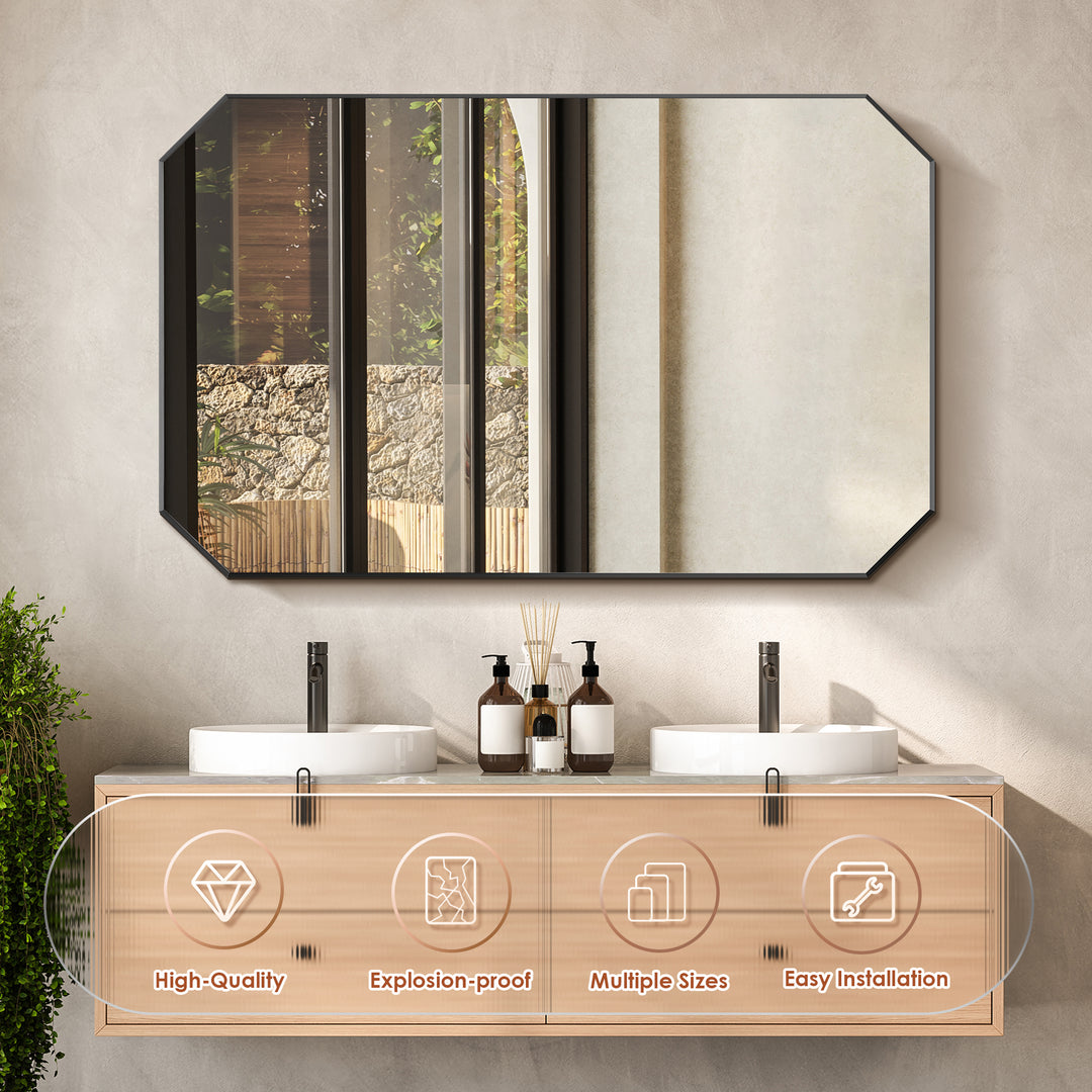 Allure 48"x30" Octagon Modern Bathroom Wall Mirror