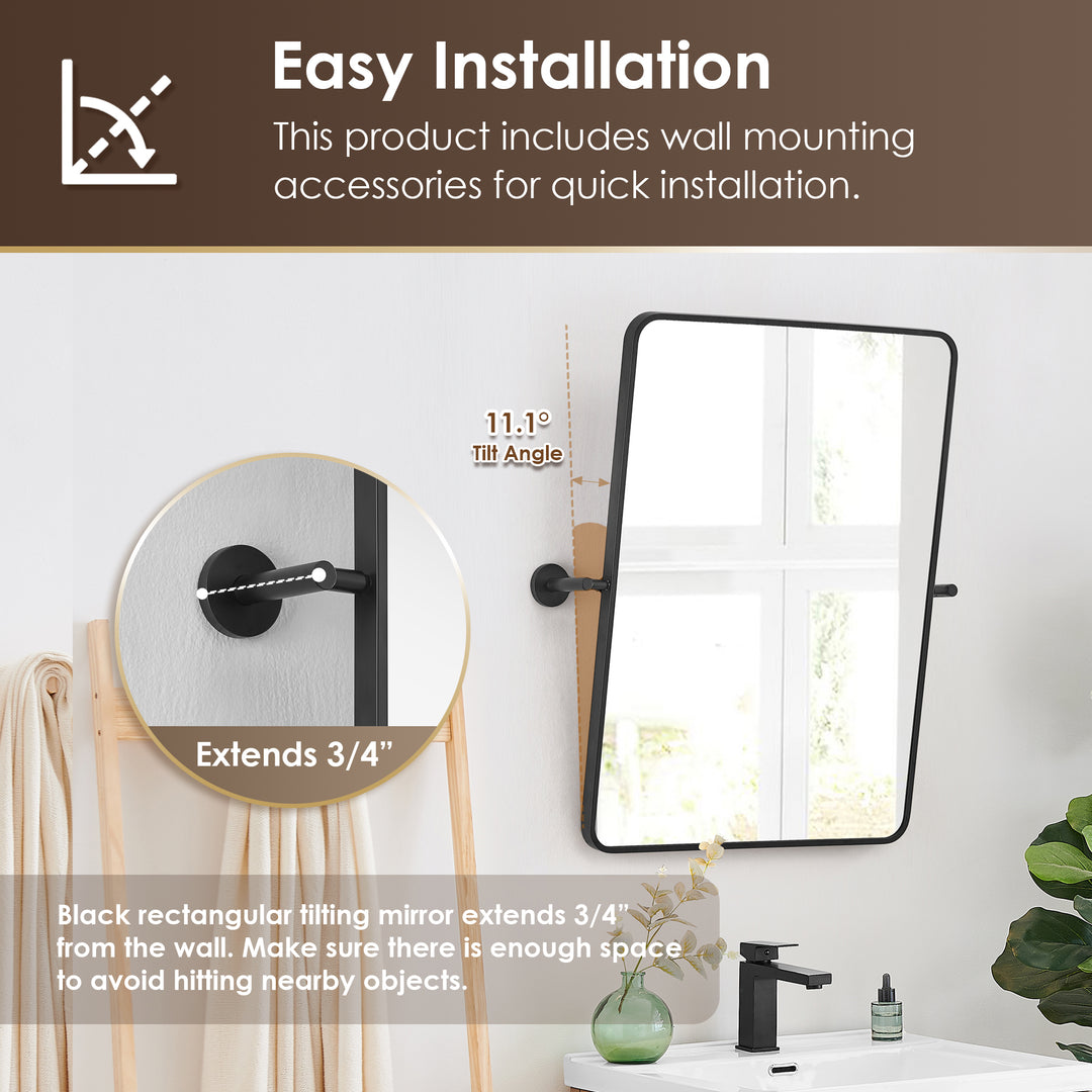 Dieux 24x32'' Rectangular Modern Bathroom Pivot Wall Mirror