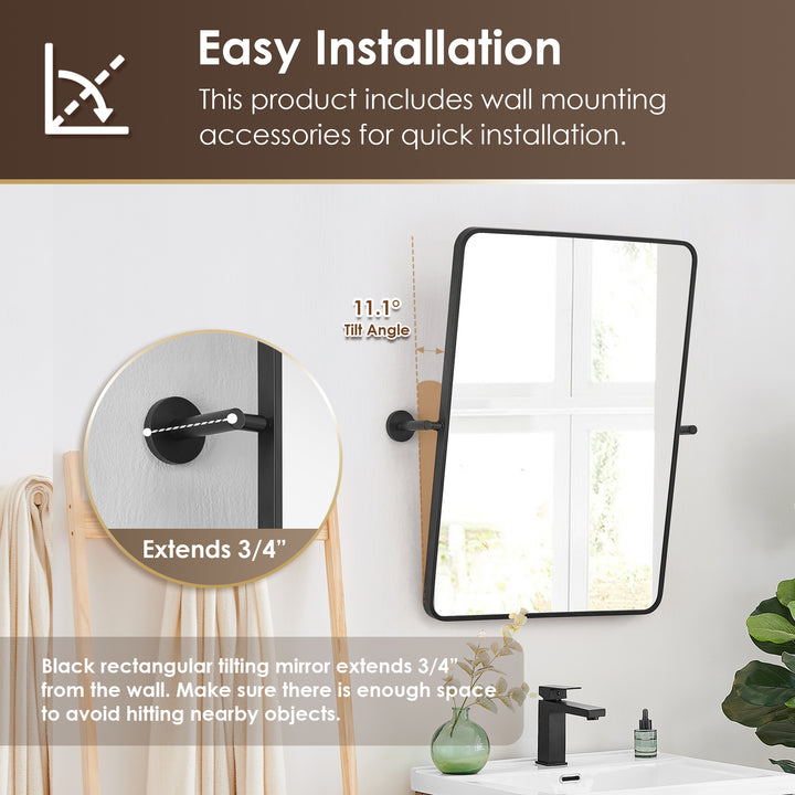 Dieux 24x32'' Rectangular Modern Bathroom Pivot Wall Mirror