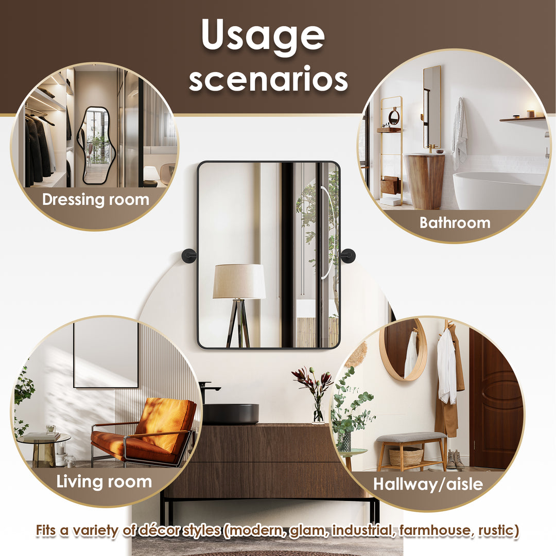 Dieux 24x32'' Rectangular Modern Bathroom Pivot Wall Mirror