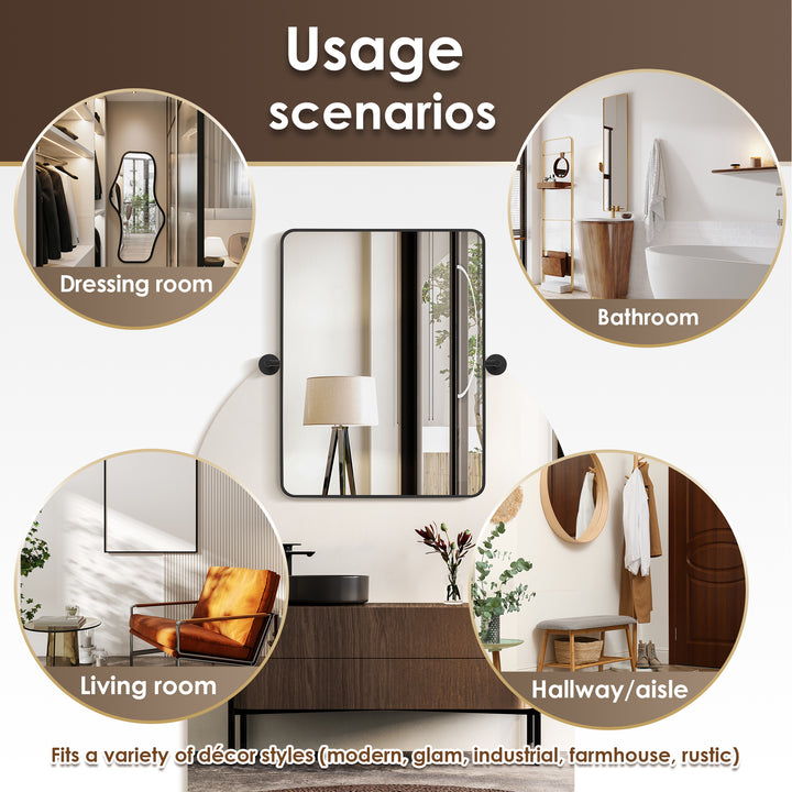 Dieux 24x32'' Rectangular Modern Bathroom Pivot Wall Mirror