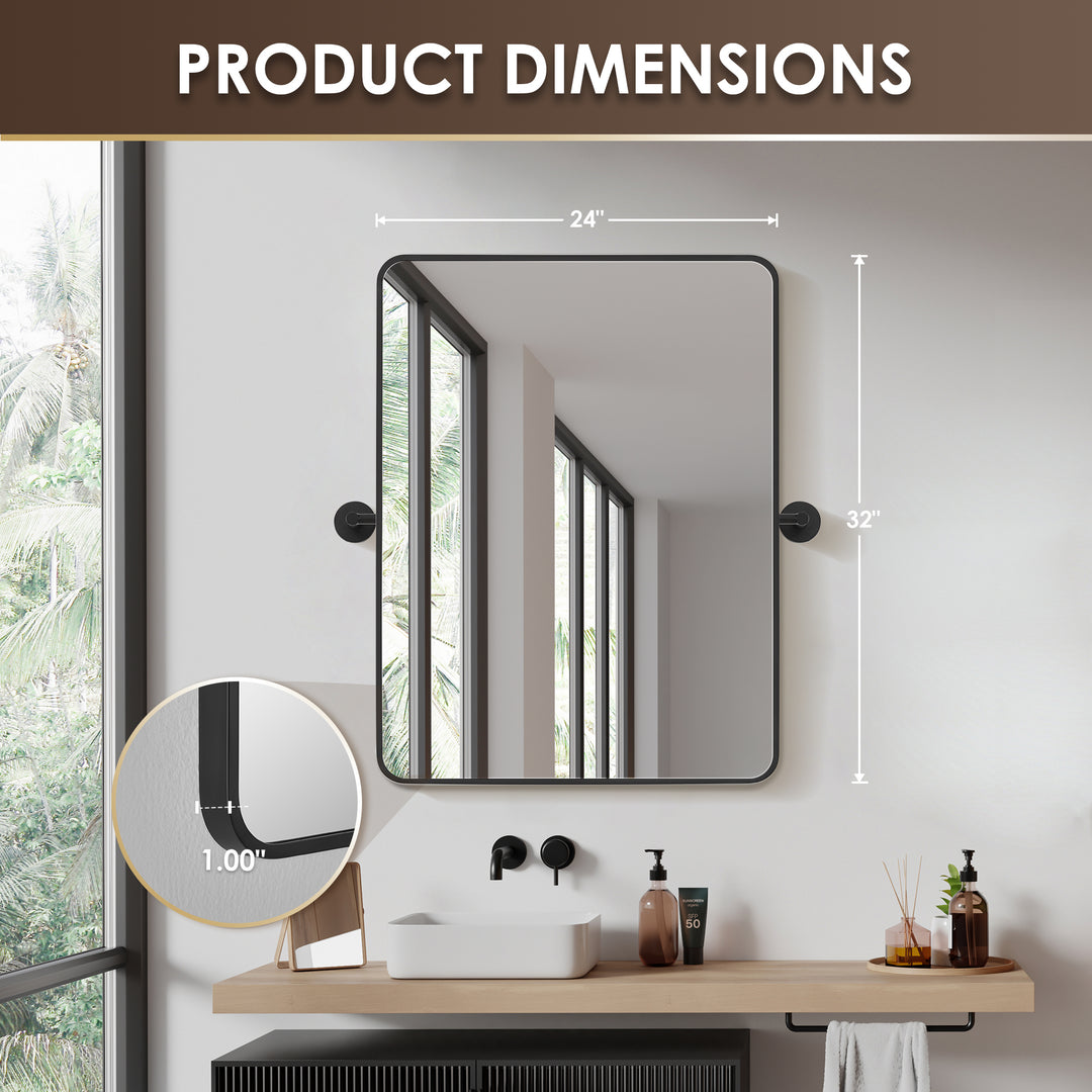 Dieux 24x32'' Rectangular Modern Bathroom Pivot Wall Mirror