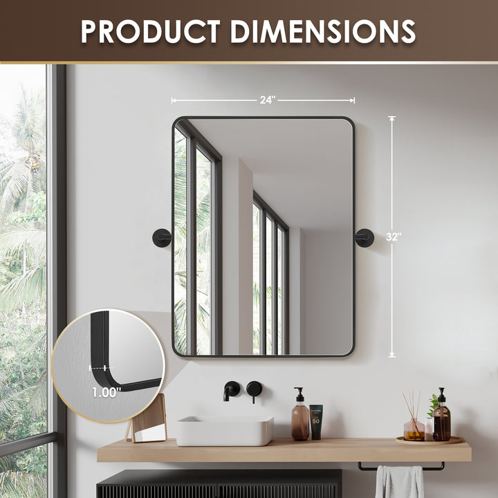 Dieux 24x32'' Rectangular Modern Bathroom Pivot Wall Mirror
