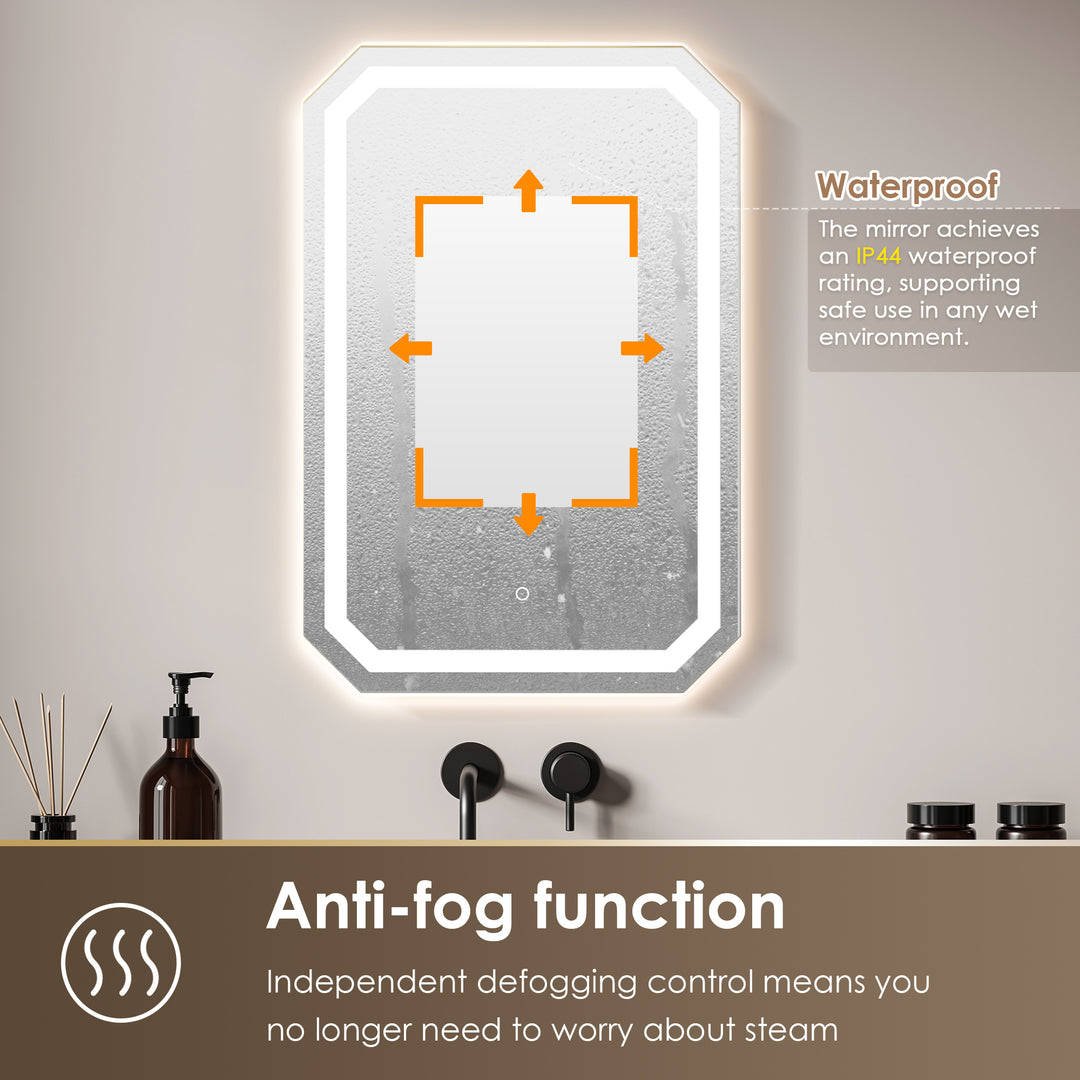 Luma Octogan Frameless Modern LED Bathroom Vanity Mirror