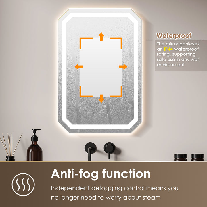 Luma Octogan Frameless Modern LED Bathroom Vanity Mirror