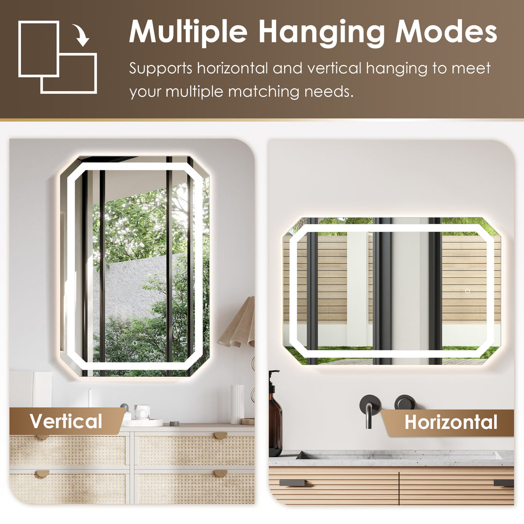 Luma Octogan Frameless Modern LED Bathroom Vanity Mirror
