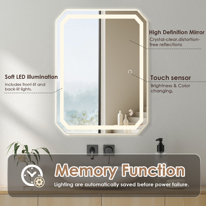 Luma Octogan Frameless Modern LED Bathroom Vanity Mirror