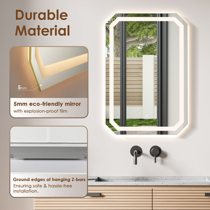 Luma Octogan Frameless Modern LED Bathroom Vanity Mirror