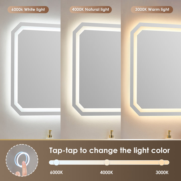 Luma Octogan Frameless Modern LED Bathroom Vanity Mirror