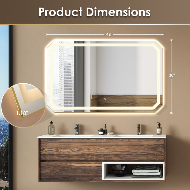 Luma Octogan Frameless Modern LED Bathroom Vanity Mirror