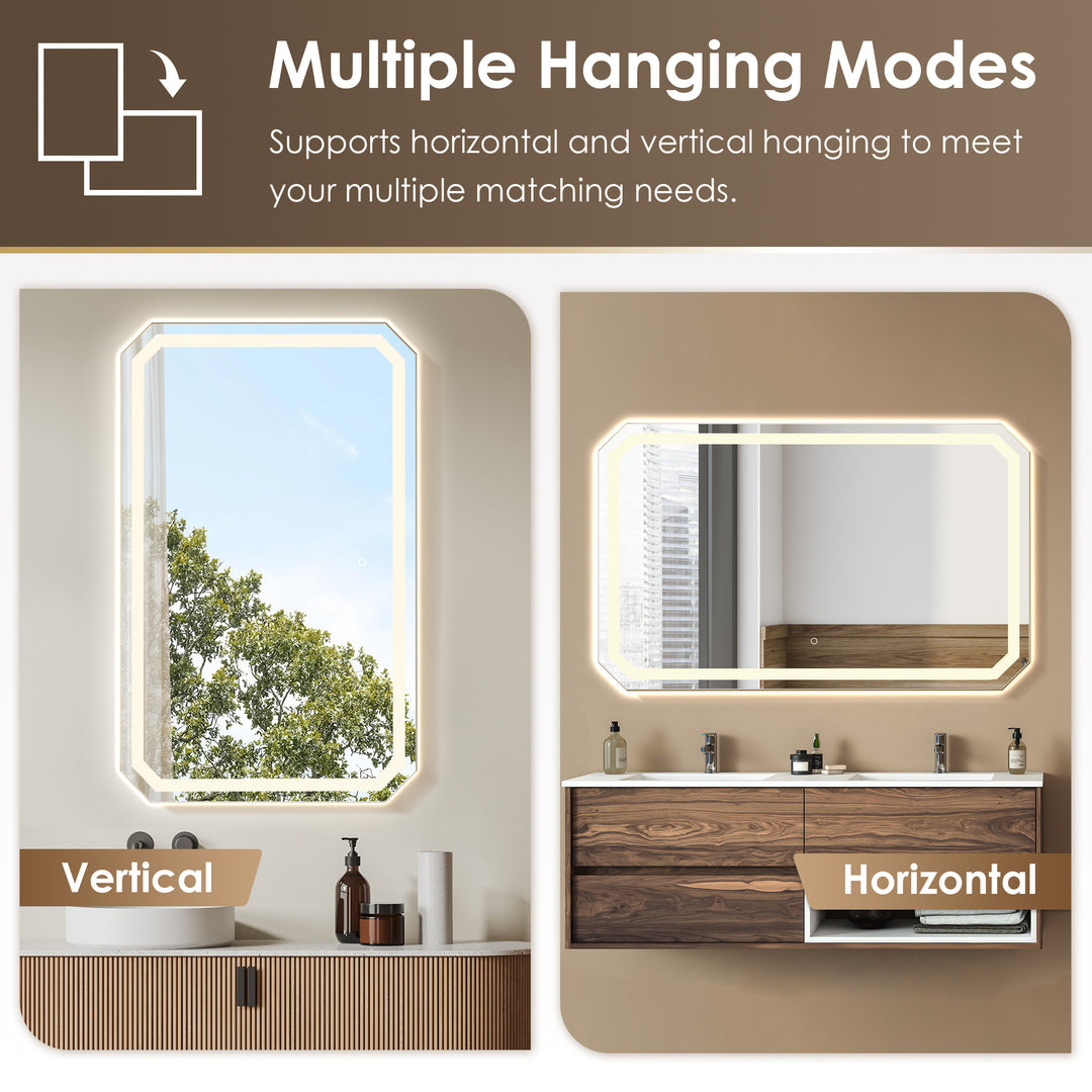 Luma Octogan Frameless Modern LED Bathroom Vanity Mirror