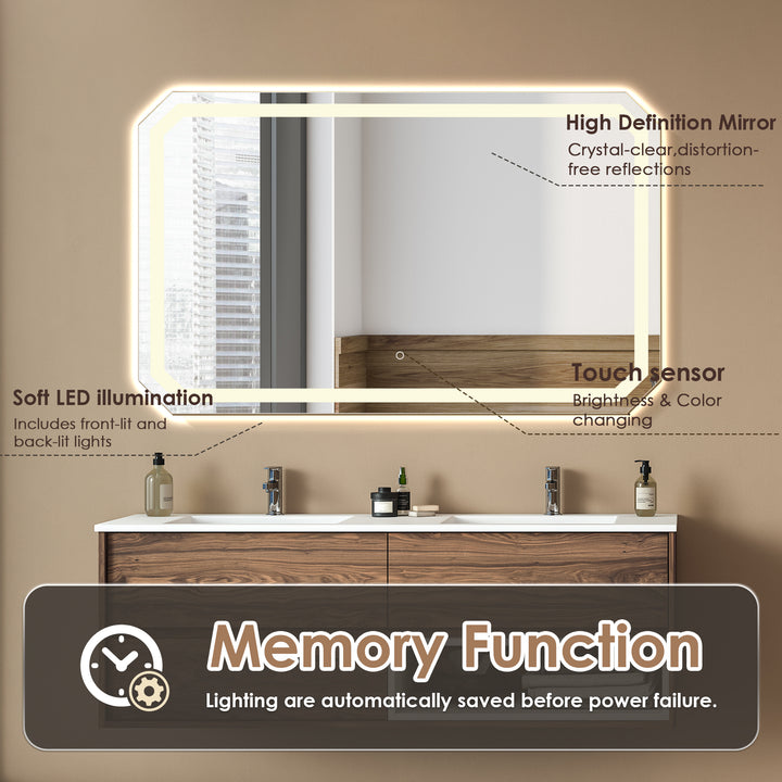 Luma Octogan Frameless Modern LED Bathroom Vanity Mirror