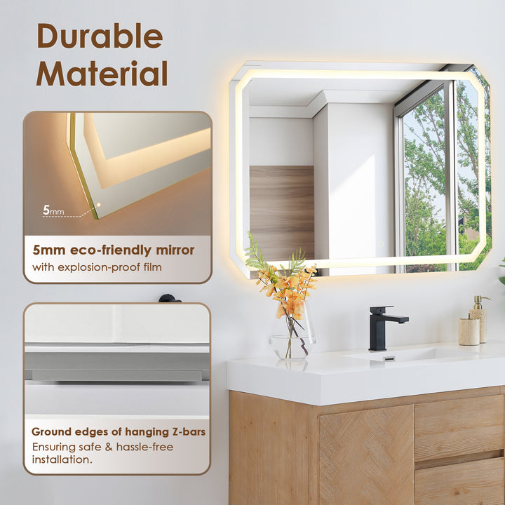 Luma Octogan Frameless Modern LED Bathroom Vanity Mirror