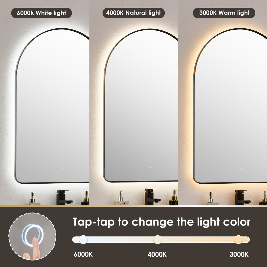 Starlit 24x36" Classic Domed Bathroom/Vanity Aluminum LED Wall Mirror