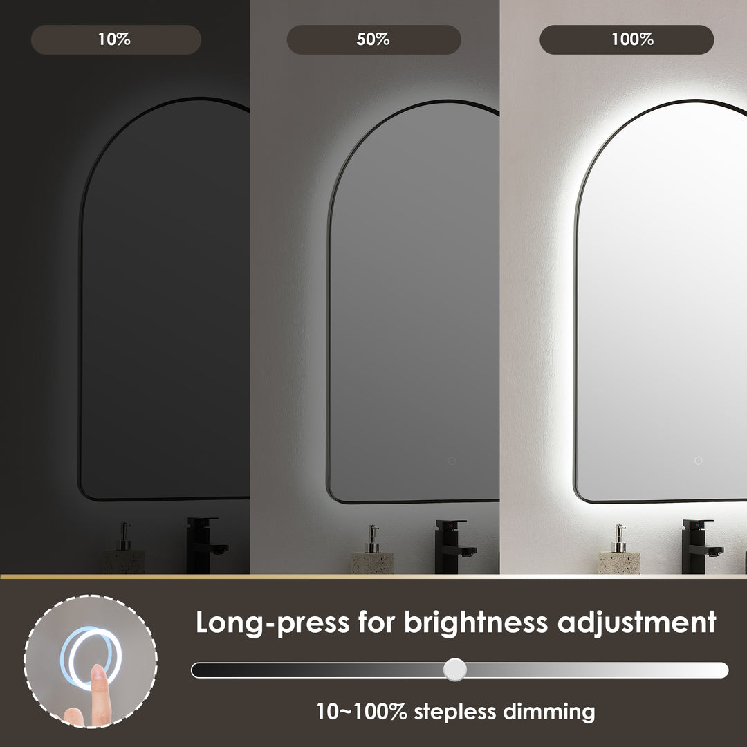 Starlit 24x36" Classic Domed Bathroom/Vanity Aluminum LED Wall Mirror
