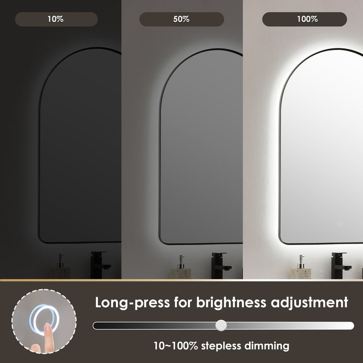 Starlit 24x36" Classic Domed Bathroom/Vanity Aluminum LED Wall Mirror