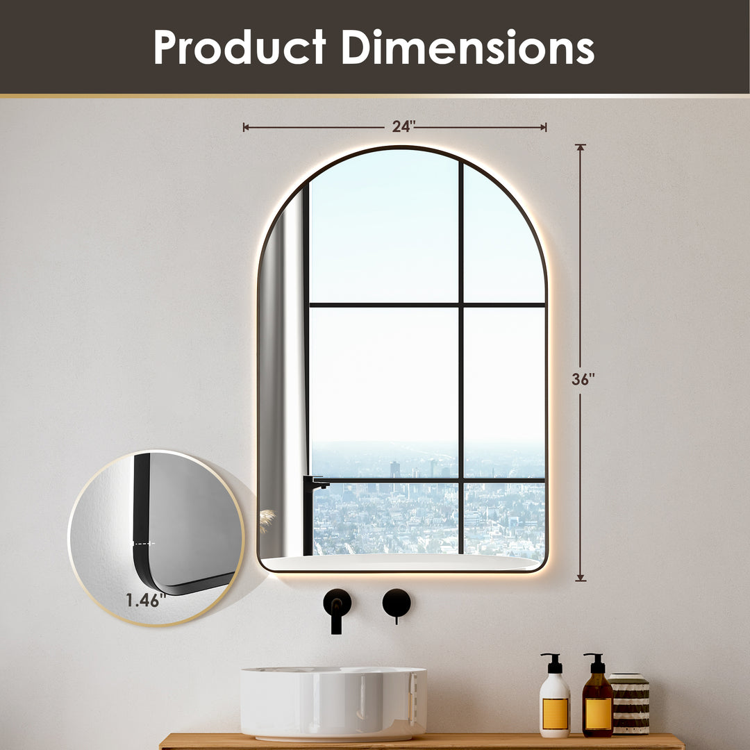Starlit 24x36" Classic Domed Bathroom/Vanity Aluminum LED Wall Mirror