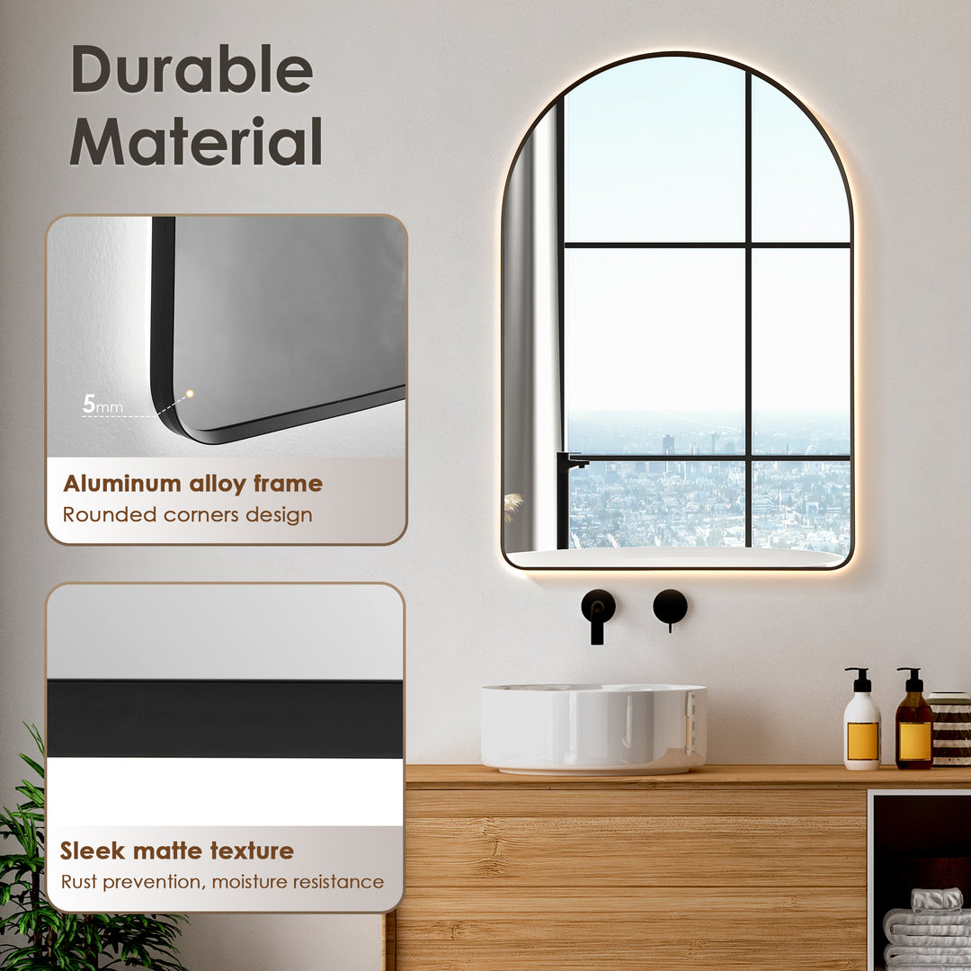Starlit 24x36" Classic Domed Bathroom/Vanity Aluminum LED Wall Mirror