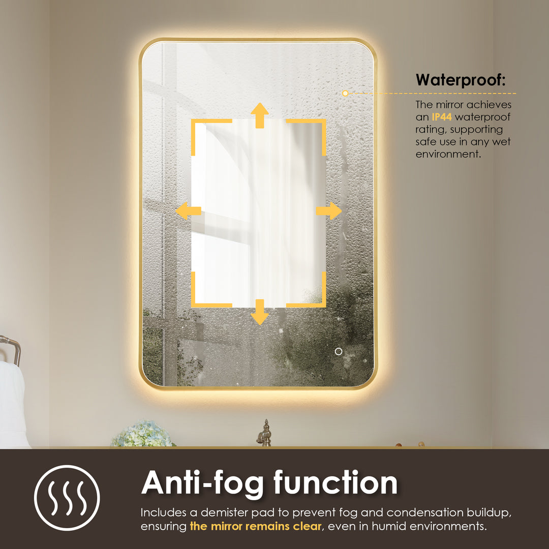 Dazzle Rectangular Anti-Fog Dimmable Modern Bathroom/Vanity LED Lighted Wall Mirror in Aluminum Framed
