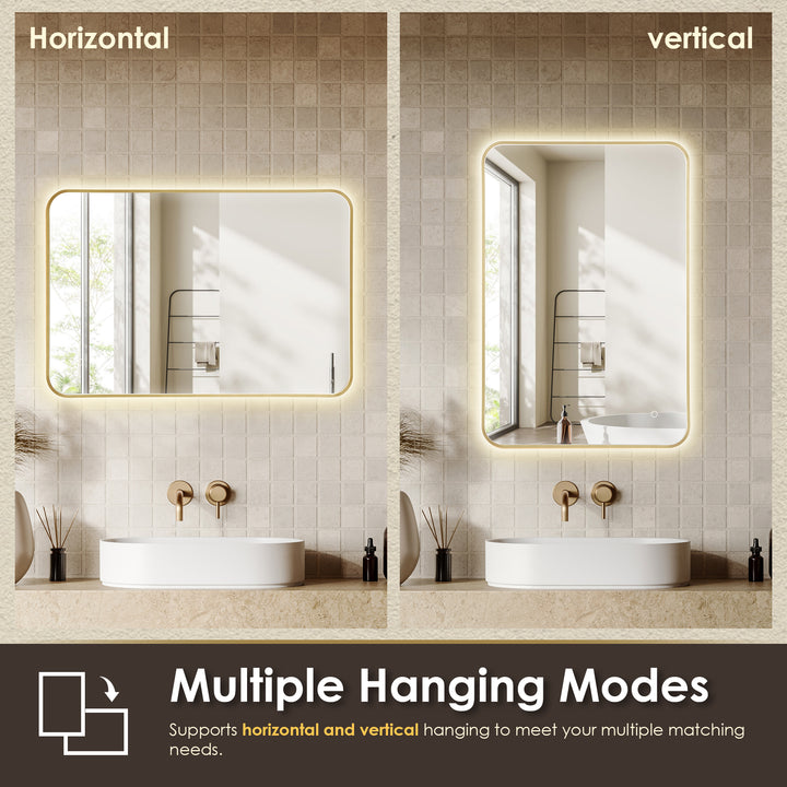 Dazzle Rectangular Anti-Fog Dimmable Modern Bathroom/Vanity LED Lighted Wall Mirror in Aluminum Framed