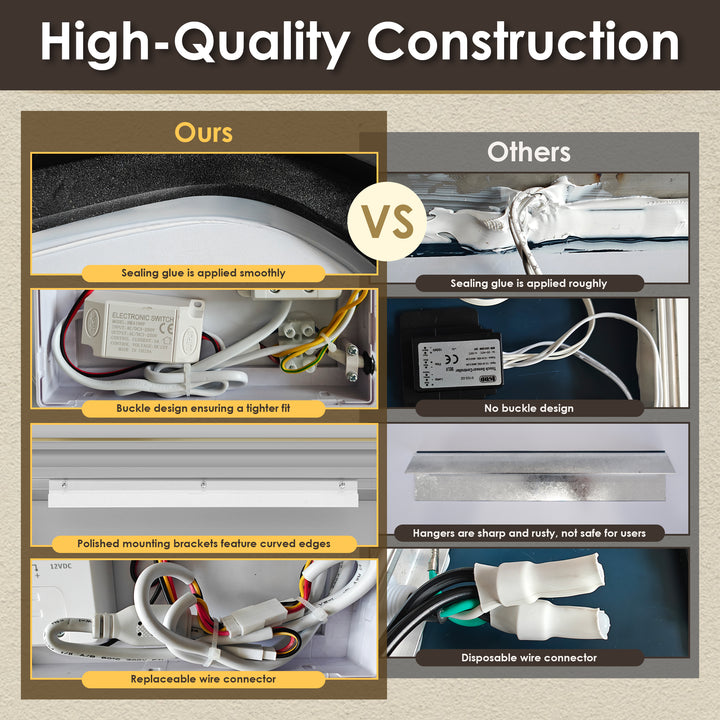 Dazzle Rectangular Anti-Fog Dimmable Modern Bathroom/Vanity LED Lighted Wall Mirror in Aluminum Framed