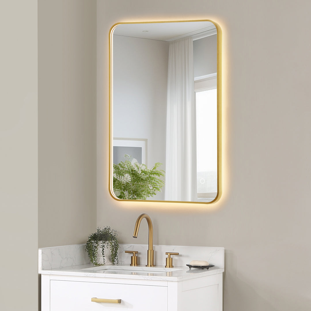 Dazzle Rectangular Anti-Fog Dimmable Modern Bathroom/Vanity LED Lighted Wall Mirror in Aluminum Framed