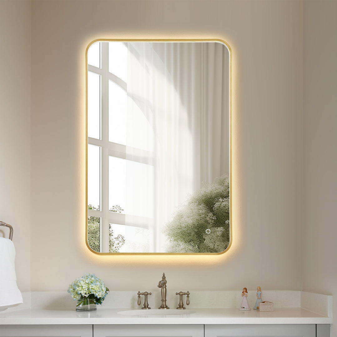 Dazzle Rectangular Anti-Fog Dimmable Modern Bathroom/Vanity LED Lighted Wall Mirror in Aluminum Framed