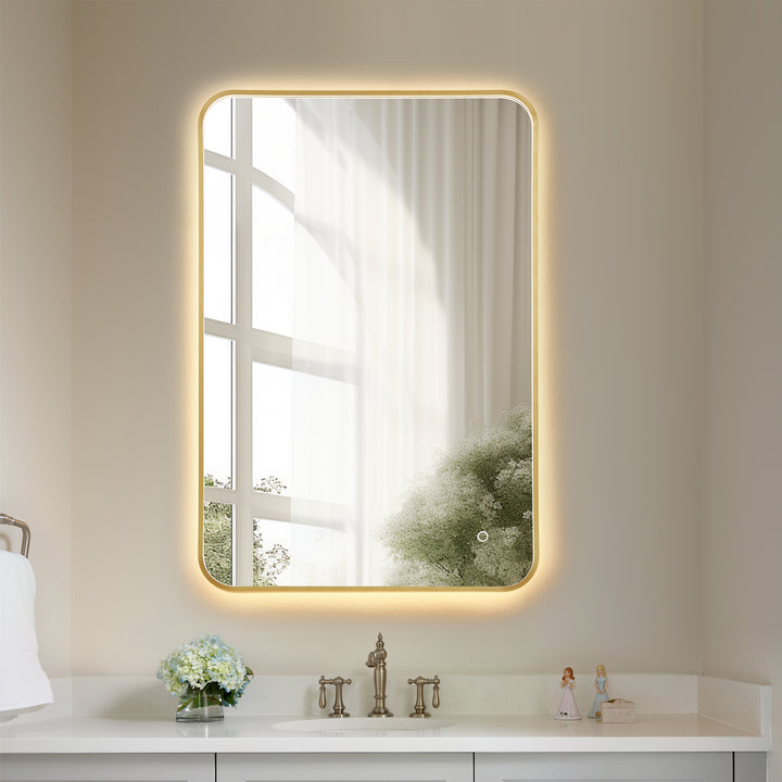 Dazzle Rectangular Anti-Fog Dimmable Modern Bathroom/Vanity LED Lighted Wall Mirror in Aluminum Framed