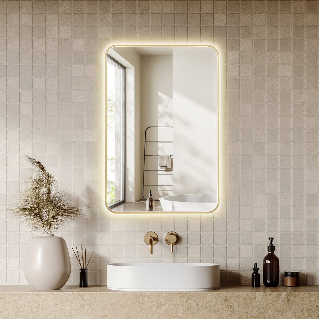 Dazzle Rectangular Anti-Fog Dimmable Modern Bathroom/Vanity LED Lighted Wall Mirror in Aluminum Framed