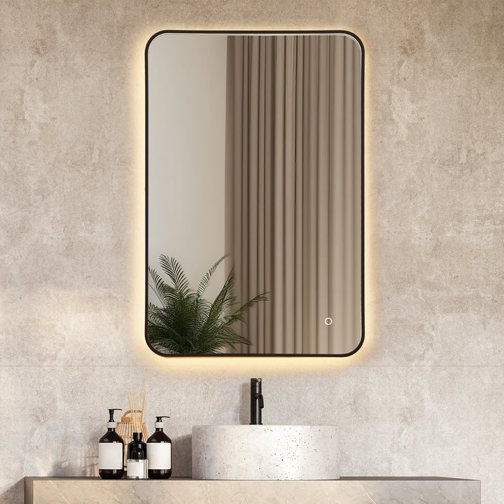 Dazzle Rectangular Anti-Fog Dimmable Modern Bathroom/Vanity LED Lighted Wall Mirror in Aluminum Framed