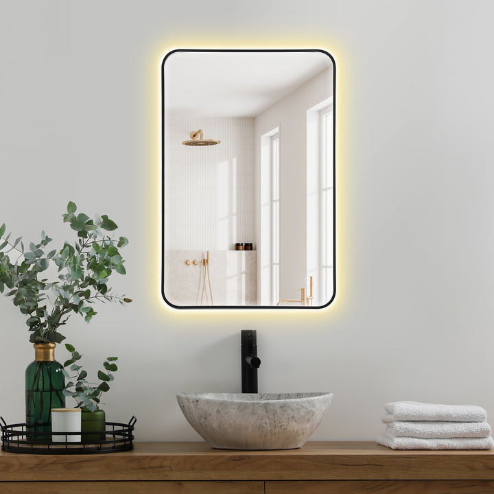 Dazzle Rectangular Anti-Fog Dimmable Modern Bathroom/Vanity LED Lighted Wall Mirror in Aluminum Framed