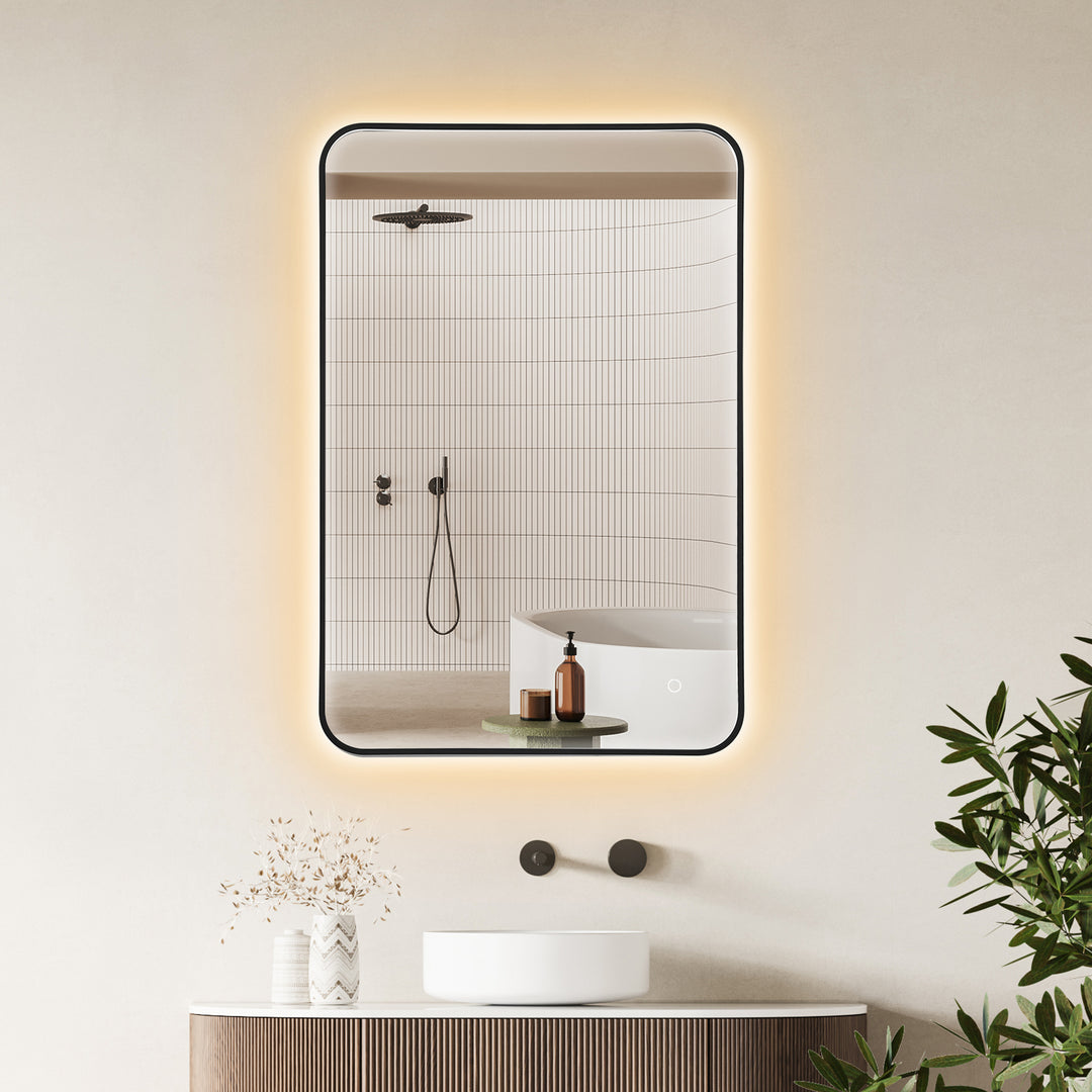 Dazzle Rectangular Anti-Fog Dimmable Modern Bathroom/Vanity LED Lighted Wall Mirror in Aluminum Framed