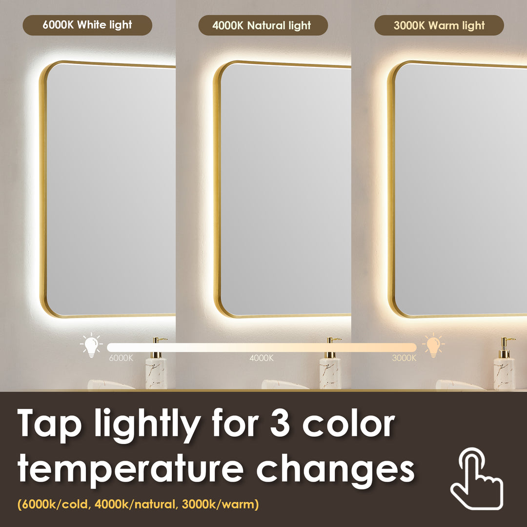 Dazzle Rectangular Anti-Fog Dimmable Modern Bathroom/Vanity LED Lighted Wall Mirror in Aluminum Framed
