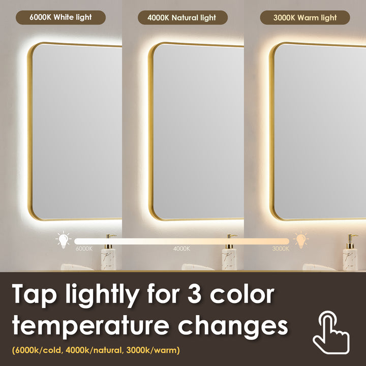Dazzle Rectangular Anti-Fog Dimmable Modern Bathroom/Vanity LED Lighted Wall Mirror in Aluminum Framed