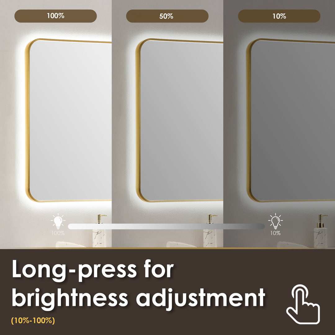 Dazzle Rectangular Anti-Fog Dimmable Modern Bathroom/Vanity LED Lighted Wall Mirror in Aluminum Framed