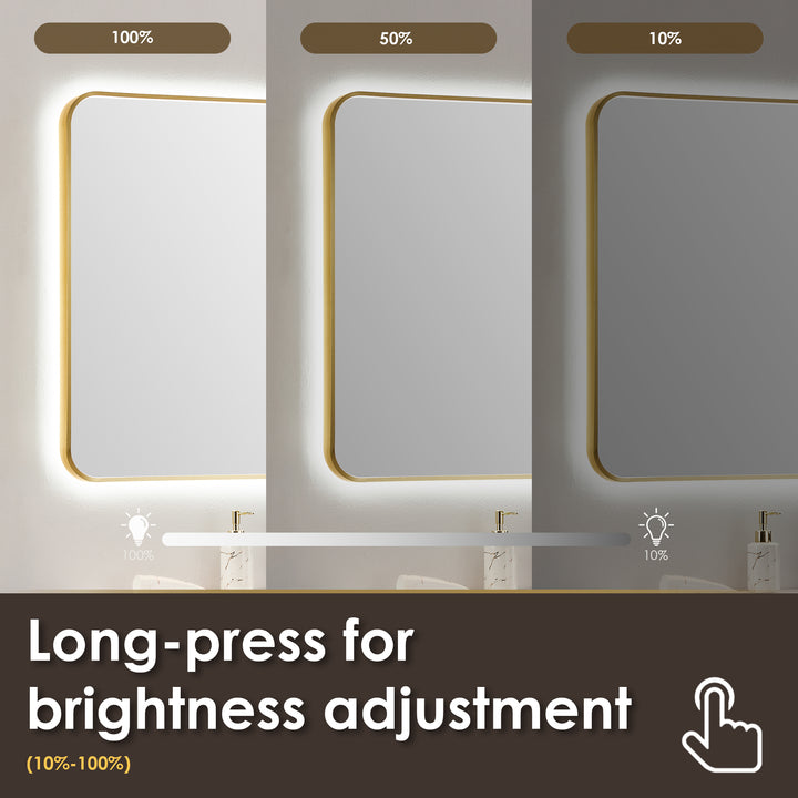 Dazzle Rectangular Anti-Fog Dimmable Modern Bathroom/Vanity LED Lighted Wall Mirror in Aluminum Framed