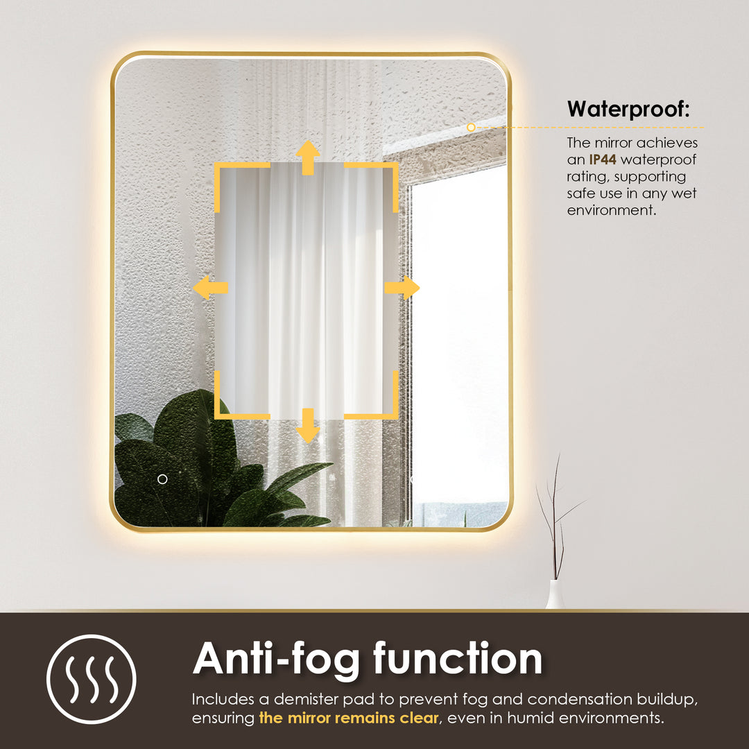 Dazzle Rectangular Anti-Fog Dimmable Modern Bathroom/Vanity LED Lighted Wall Mirror in Aluminum Framed