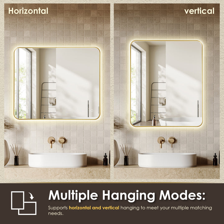 Dazzle Rectangular Anti-Fog Dimmable Modern Bathroom/Vanity LED Lighted Wall Mirror in Aluminum Framed