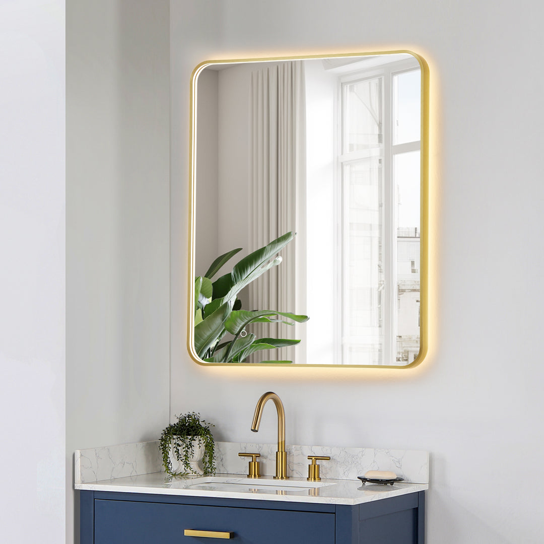 Dazzle Rectangular Anti-Fog Dimmable Modern Bathroom/Vanity LED Lighted Wall Mirror in Aluminum Framed