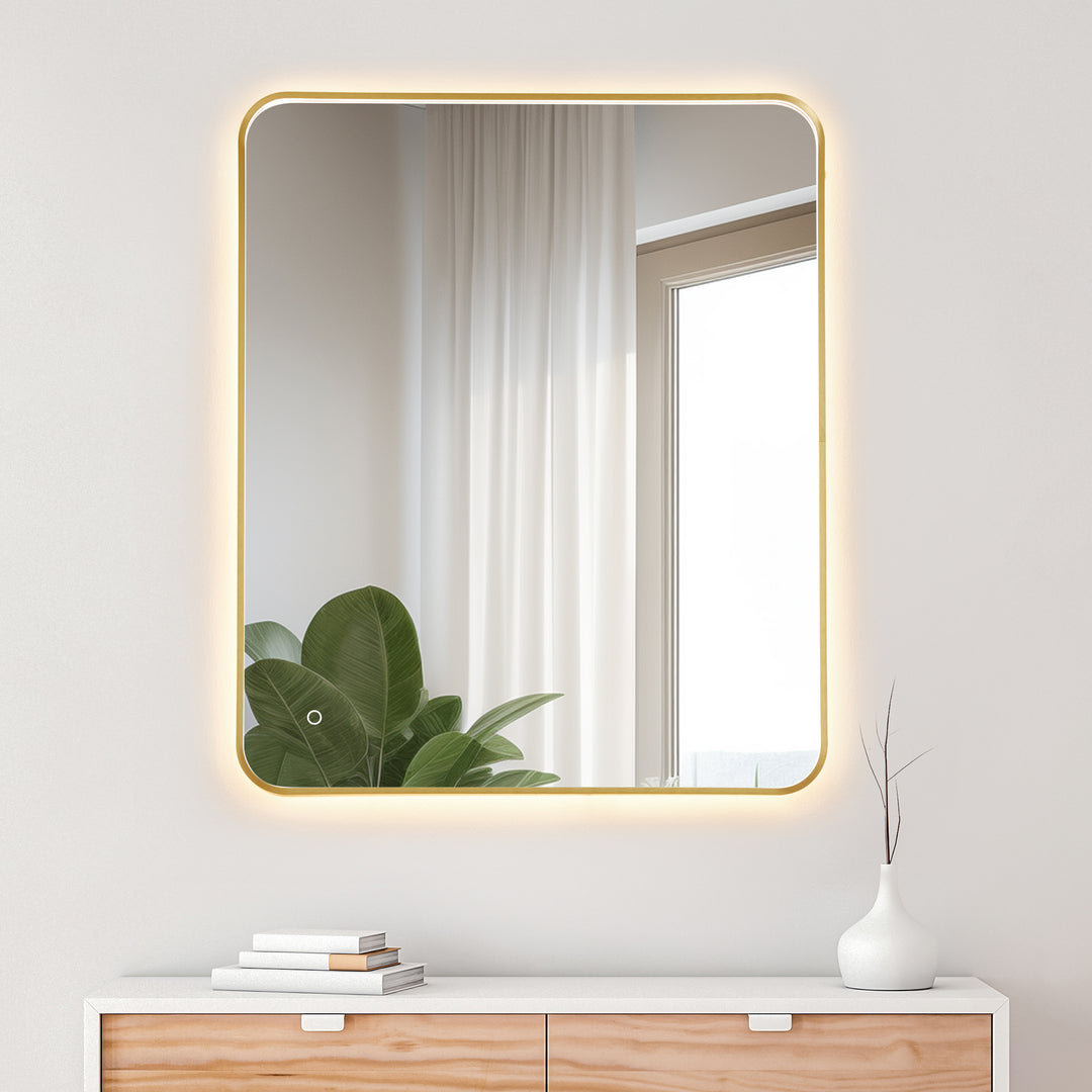 Dazzle Rectangular Anti-Fog Dimmable Modern Bathroom/Vanity LED Lighted Wall Mirror in Aluminum Framed