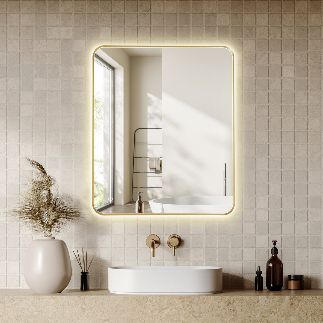 Dazzle Rectangular Anti-Fog Dimmable Modern Bathroom/Vanity LED Lighted Wall Mirror in Aluminum Framed