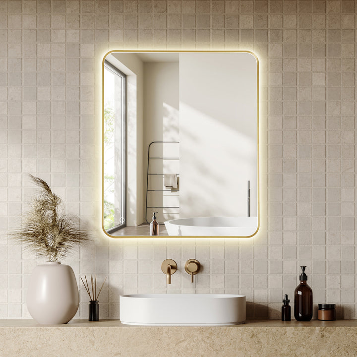 Dazzle Rectangular Anti-Fog Dimmable Modern Bathroom/Vanity LED Lighted Wall Mirror in Aluminum Framed