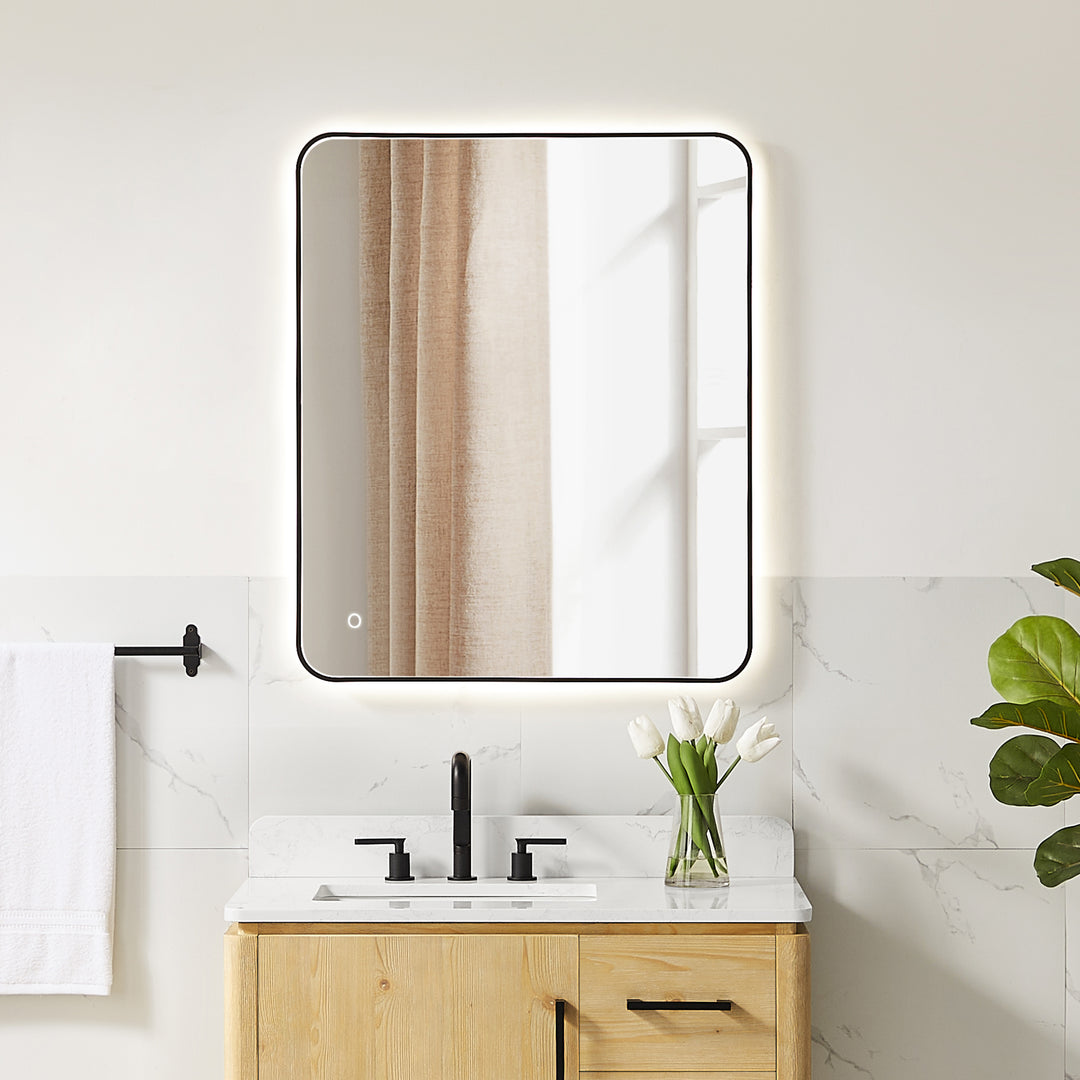 Dazzle Rectangular Anti-Fog Dimmable Modern Bathroom/Vanity LED Lighted Wall Mirror in Aluminum Framed
