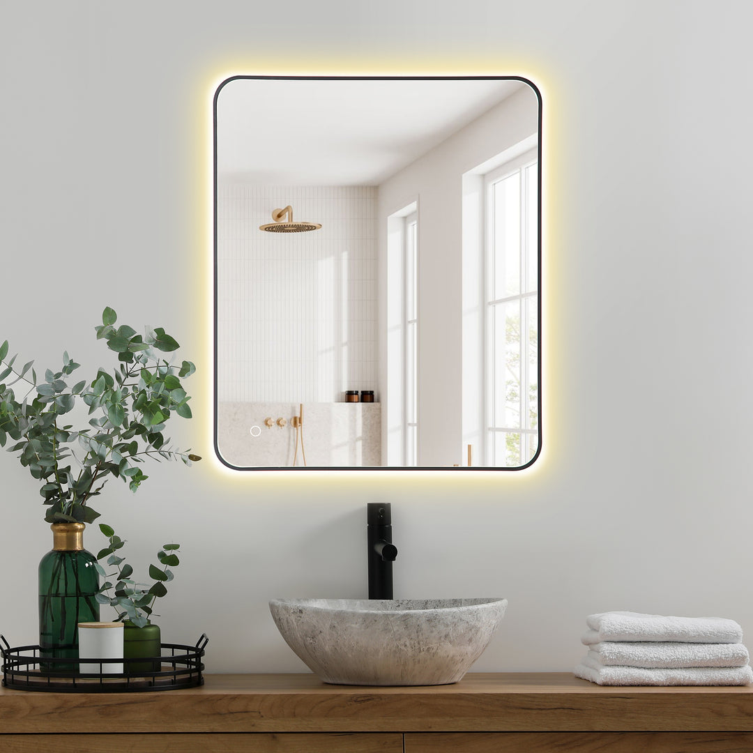 Dazzle Rectangular Anti-Fog Dimmable Modern Bathroom/Vanity LED Lighted Wall Mirror in Aluminum Framed