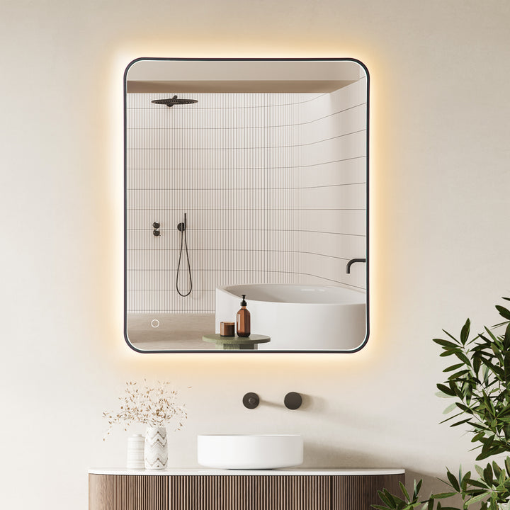 Dazzle Rectangular Anti-Fog Dimmable Modern Bathroom/Vanity LED Lighted Wall Mirror in Aluminum Framed