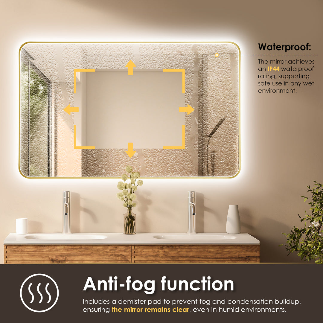 Dazzle Rectangular Anti-Fog Dimmable Modern Bathroom/Vanity LED Lighted Wall Mirror in Aluminum Framed