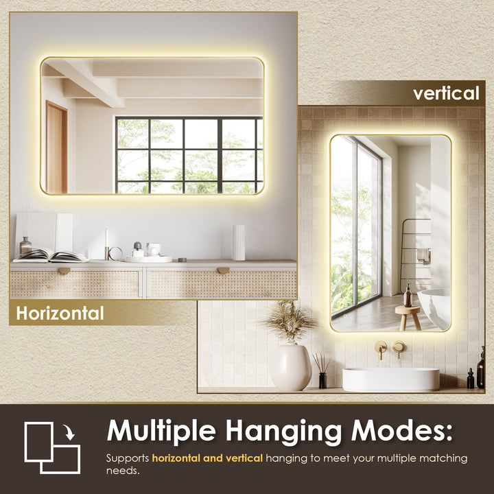 Dazzle Rectangular Anti-Fog Dimmable Modern Bathroom/Vanity LED Lighted Wall Mirror in Aluminum Framed